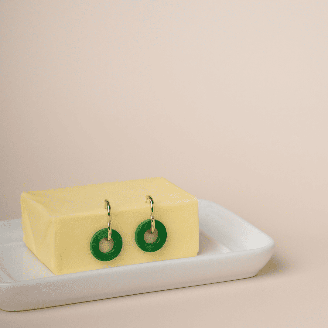 Boucles d’oreilles créoles en plastique recyclé – vert