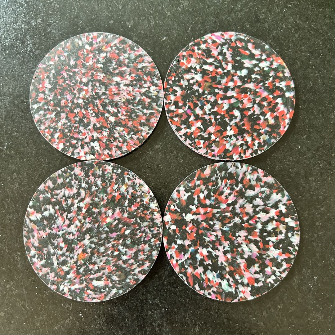 Sous-verres en plastique recyclé – Set de 4 - Noir & rose