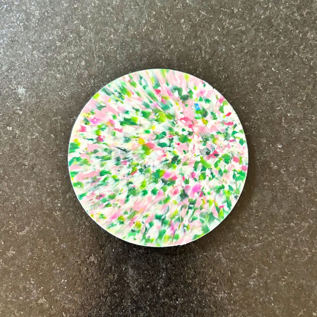 Untersetzer aus recyceltem Kunststoff – 4er-Set – Grün & Rosa