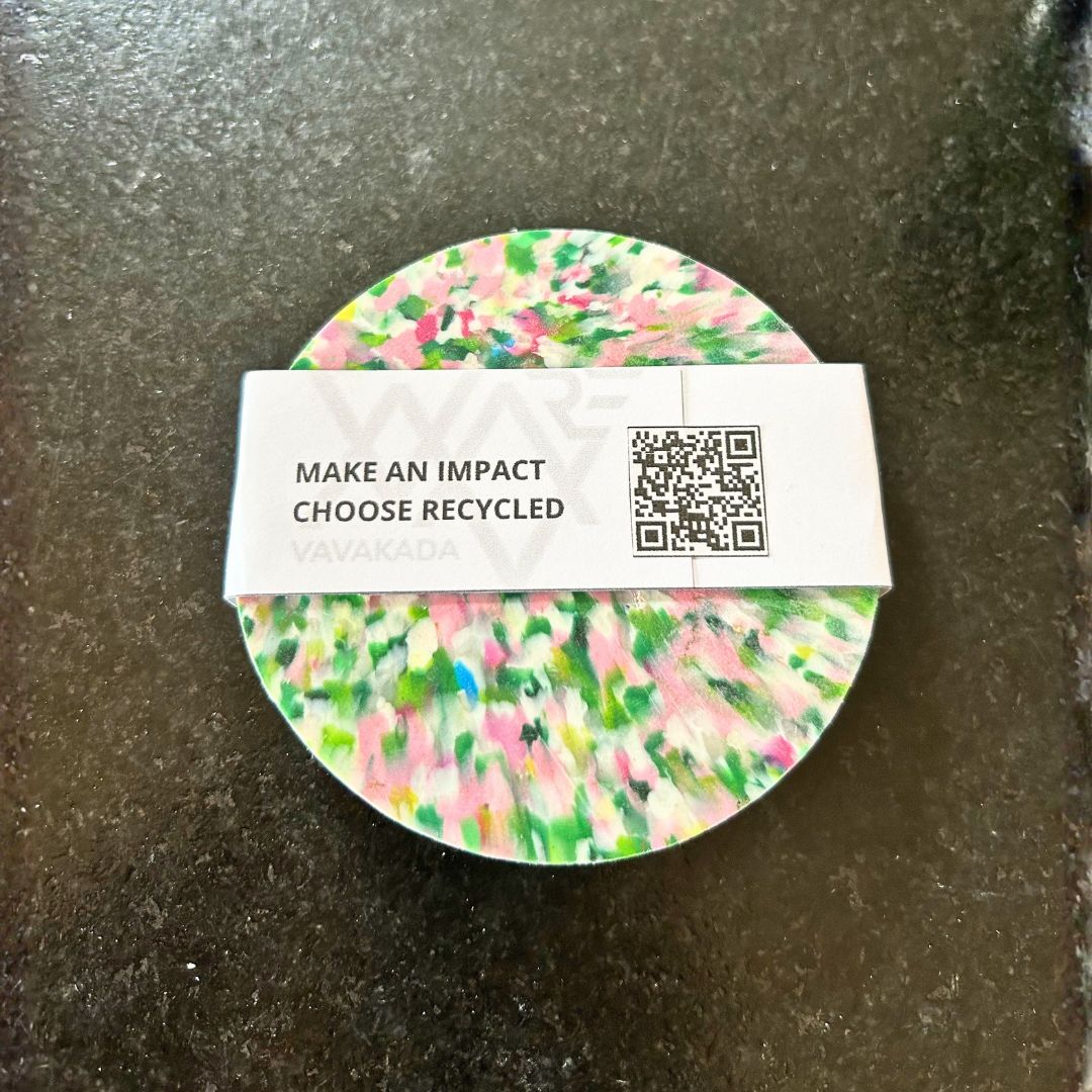 Untersetzer aus recyceltem Kunststoff – 4er-Set – Grün & Rosa