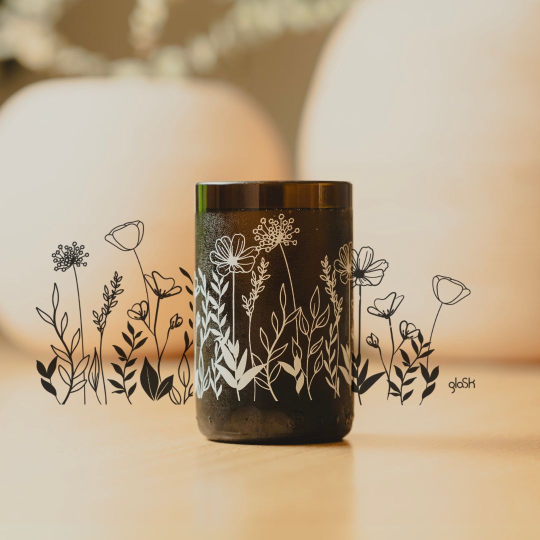 Frühling - Set mit 2 recycelten Gläsern