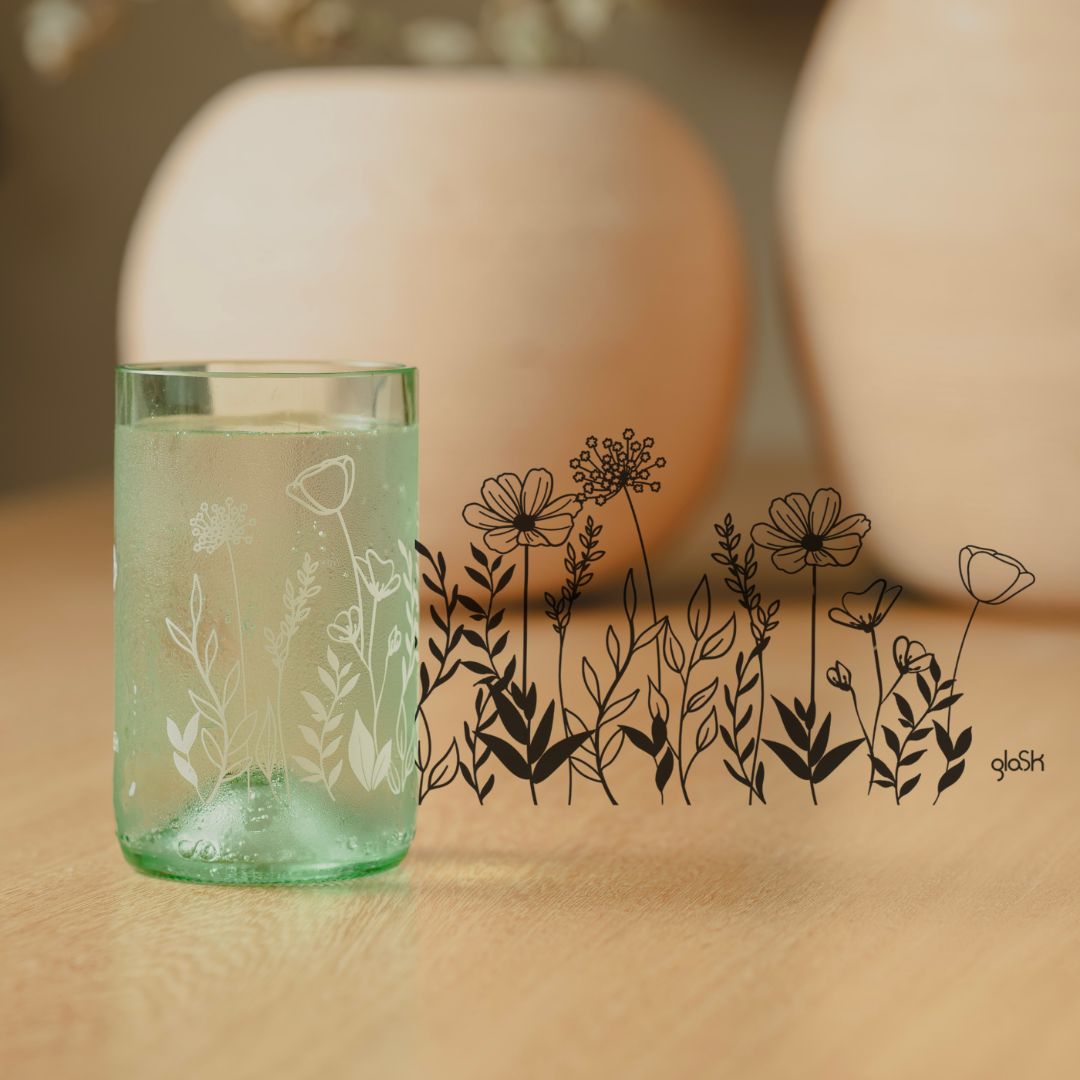 Frühling - Set mit 4 recycelten Gläsern