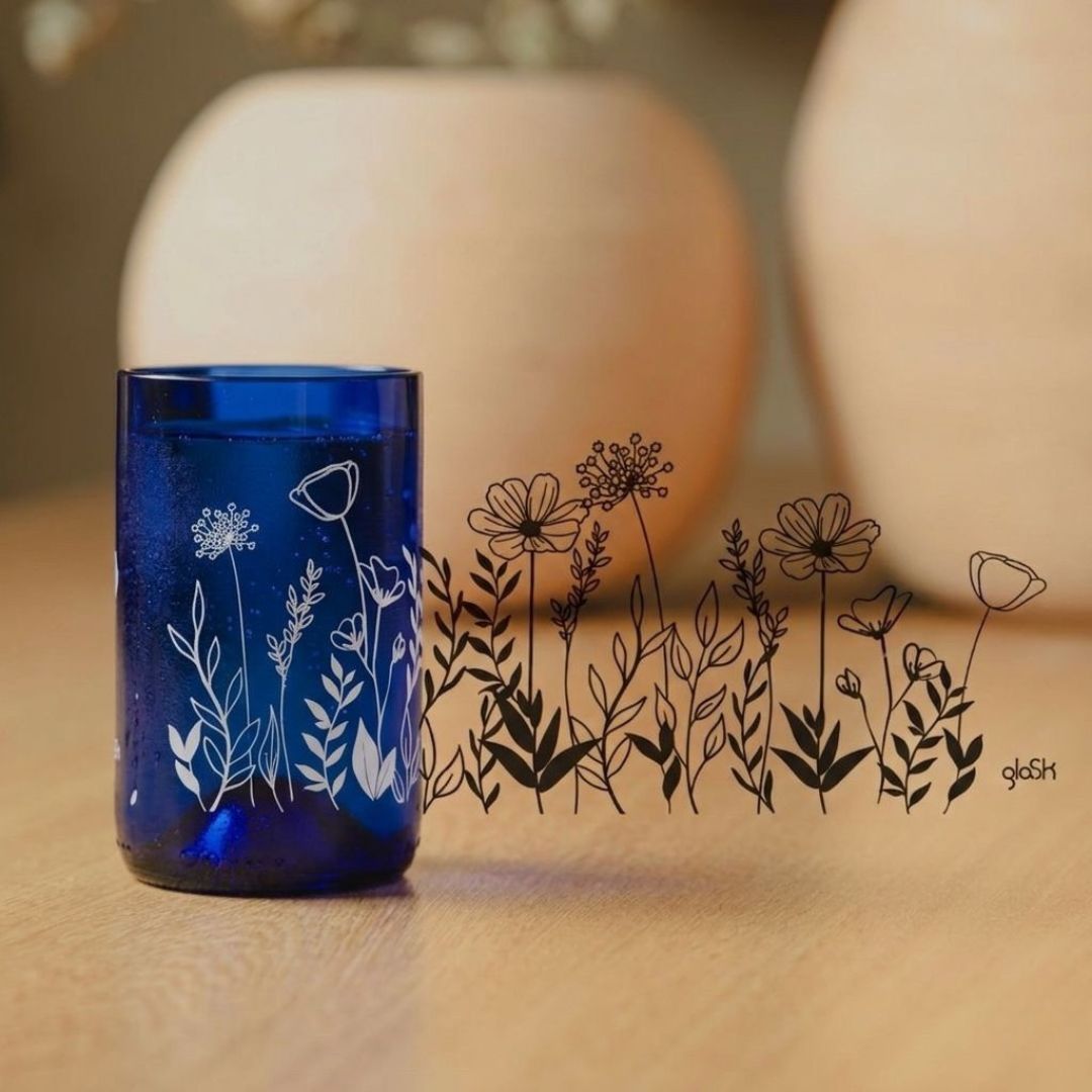 Frühling - Set mit 4 recycelten Gläsern
