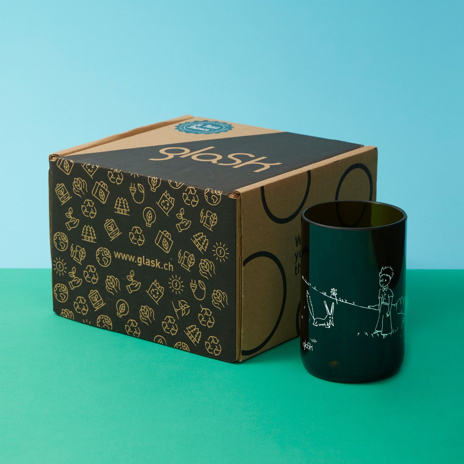 Der kleine Prinz - Set mit 4 grünen Gläsern