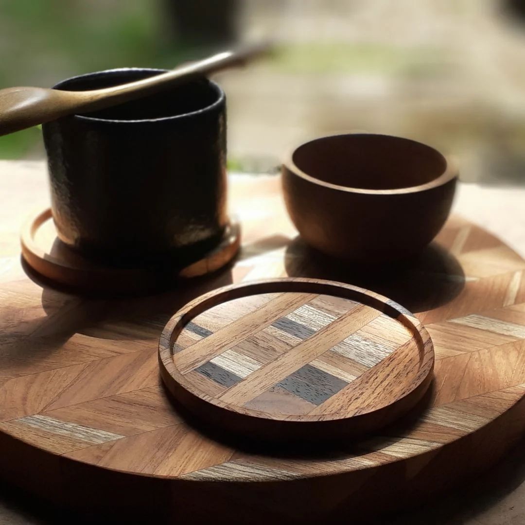 End Grain Upcycled Wooden Coasters – Set of 2 