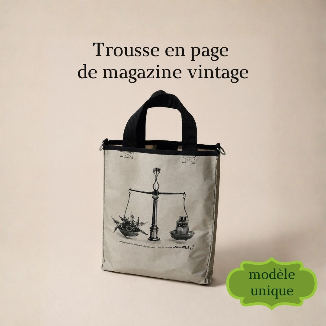Sac cabas en page de magazine vintage Moustache