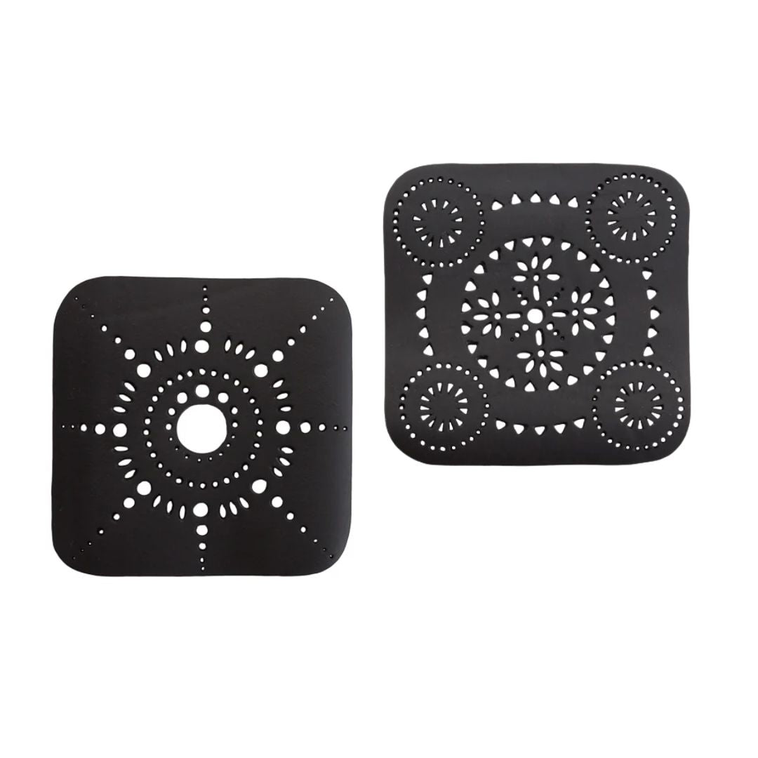 Quadratische Untersetzer aus recyceltem Gummi – Set aus 2