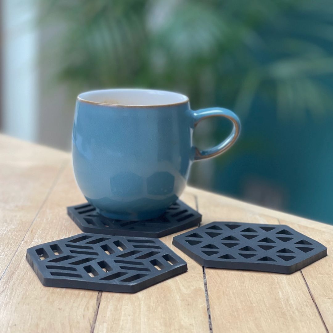 Zeta Recycled Rubber Coasters – Set of 2 