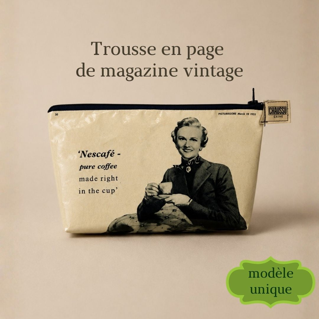 Trousse en page de magazine vintage Nescafé