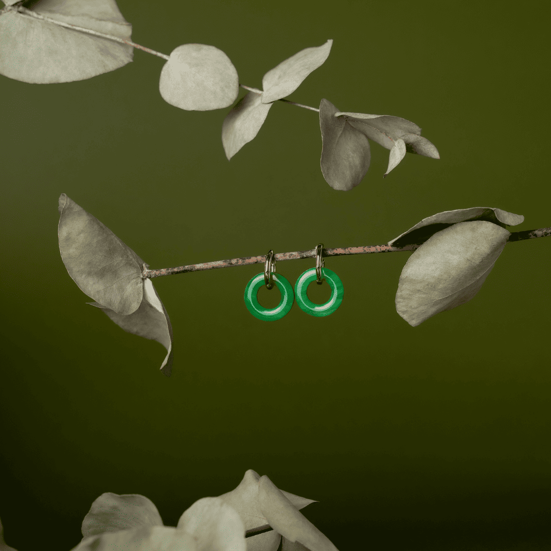 Boucles d’oreilles créoles en plastique recyclé – vert