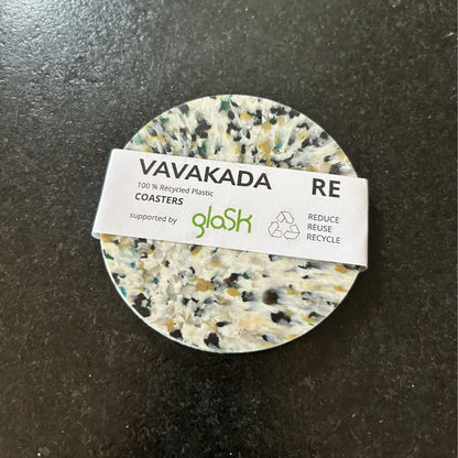 Sous-verres en plastique recyclé – Set de 2 — Blanc, noir &amp; doré