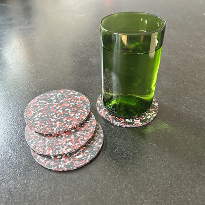 Sous-verres en plastique recyclé – Set de 4 - Noir &amp; rose