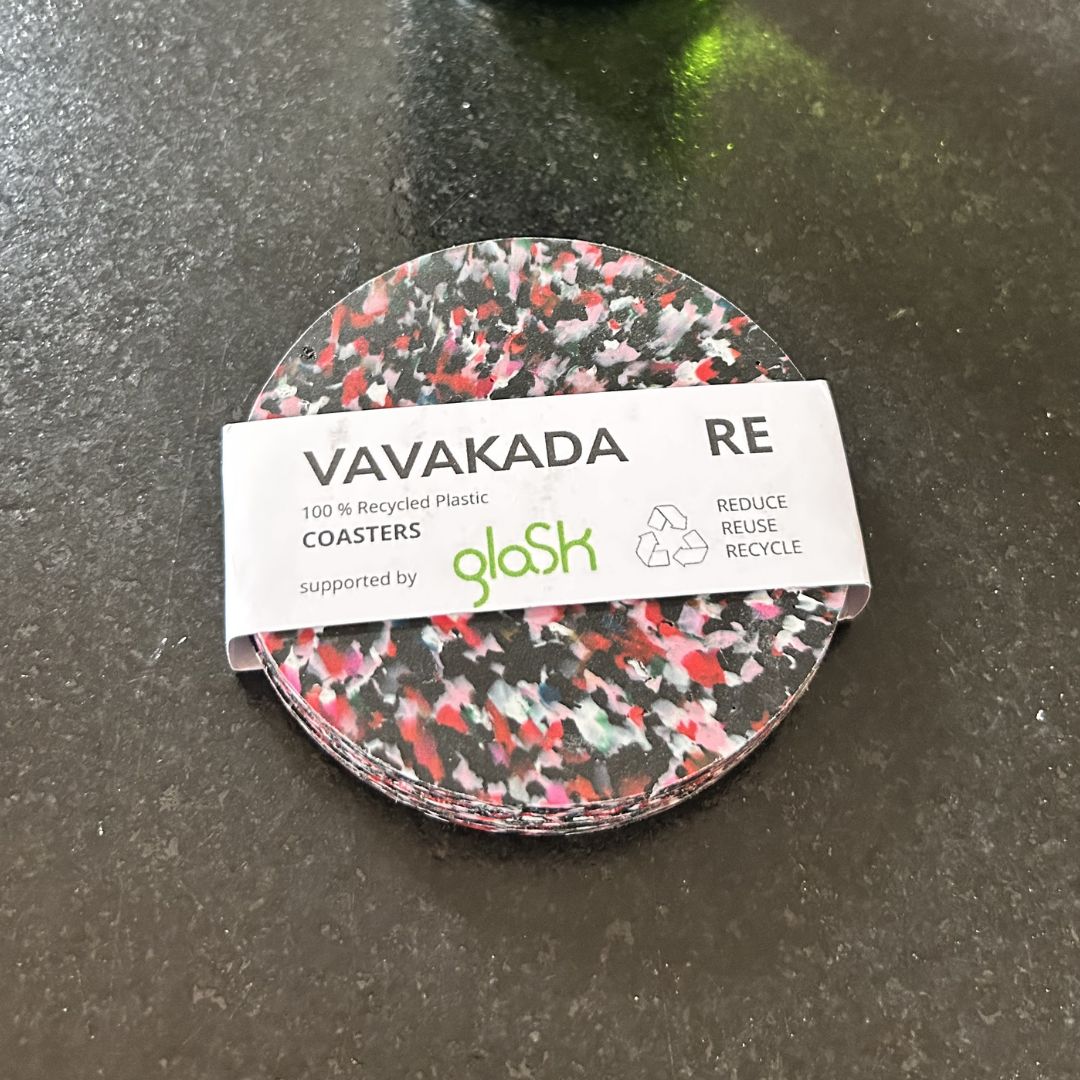 Sous-verres en plastique recyclé – Set de 4 - Noir &amp; rose