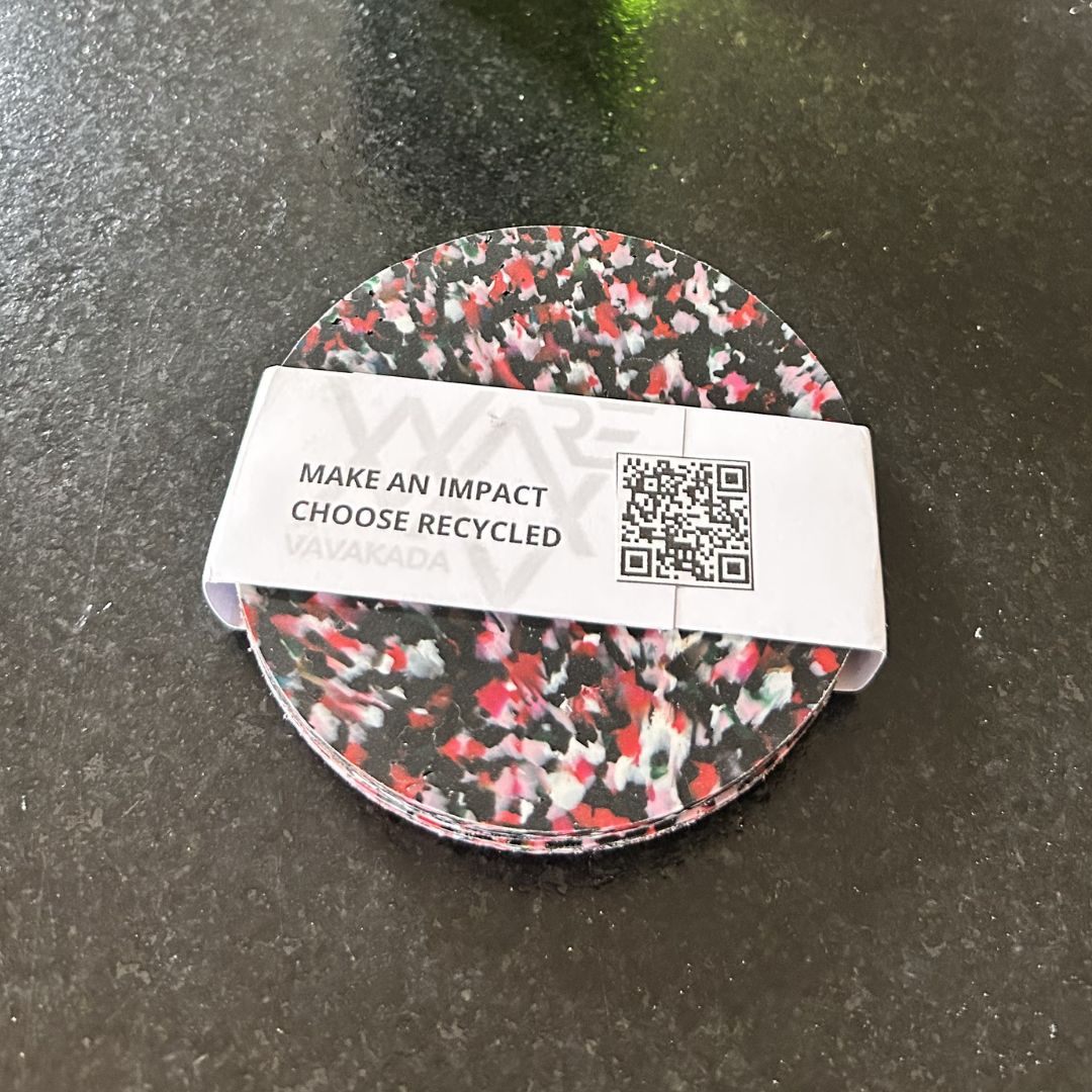 Sous-verres en plastique recyclé – Set de 4 - Noir &amp; rose