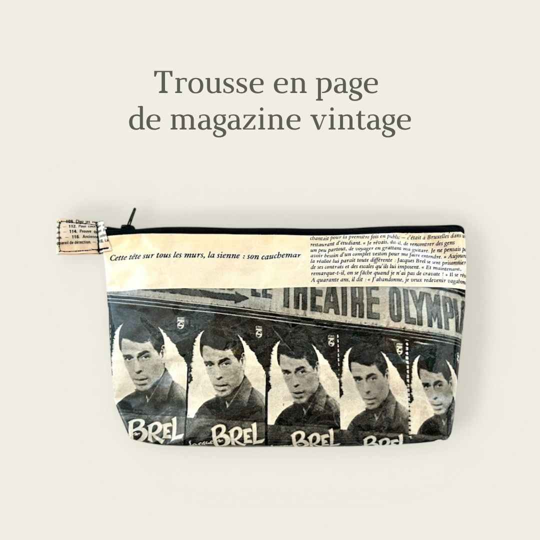 Trousse en page de magazine vintage moyenne Jacques Brel