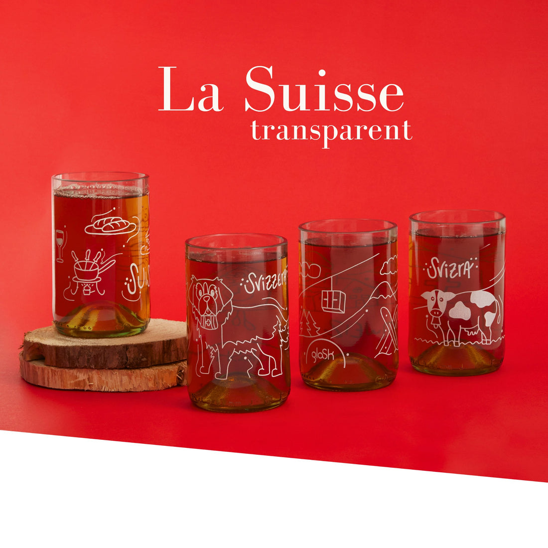 La Suisse - Set de 4 verres transparents