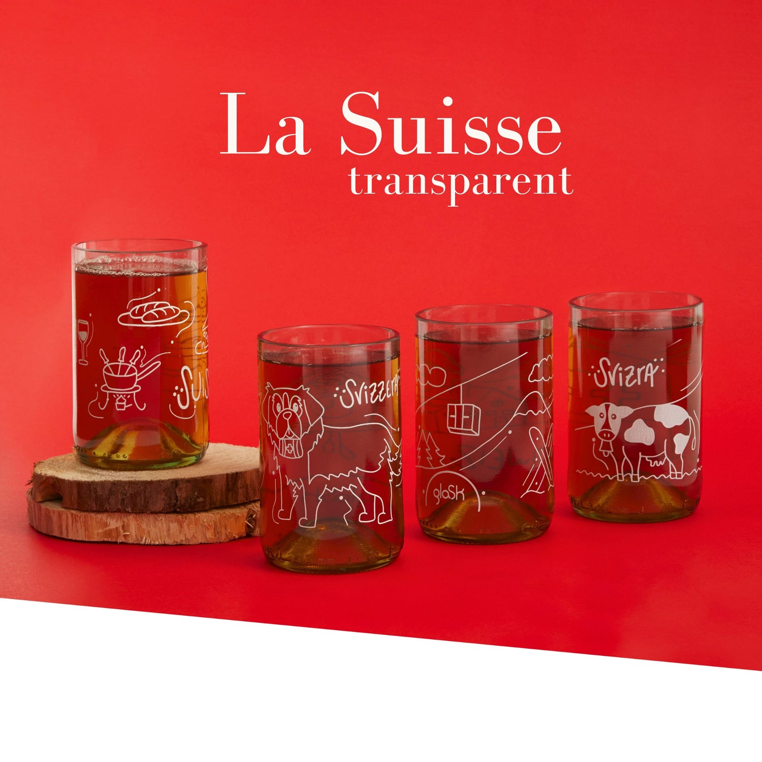 La Suisse transparent - Set mit 4 Gläsern