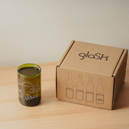 La Suisse - Set de 2 verres recyclés verts/bruns