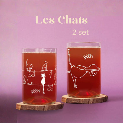 Les chats - Set de 2 verres