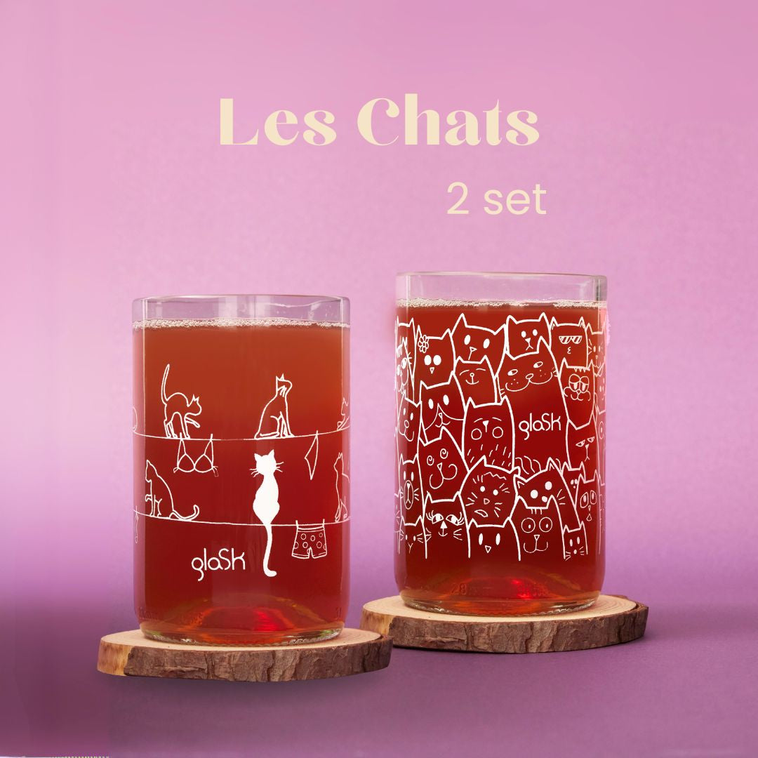 Les chats - Set de 2 verres