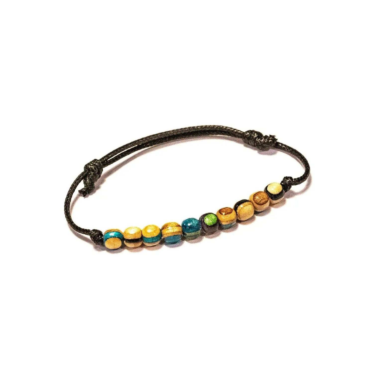 Bracelet minimal en skateboard recyclé – bracelet en perles de bois