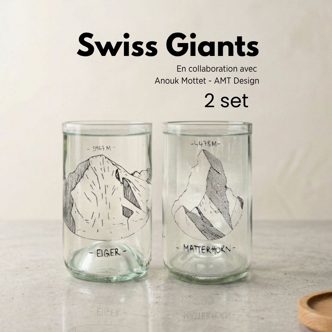 Swiss Giats - Set mit 2 recycelten Gläsern