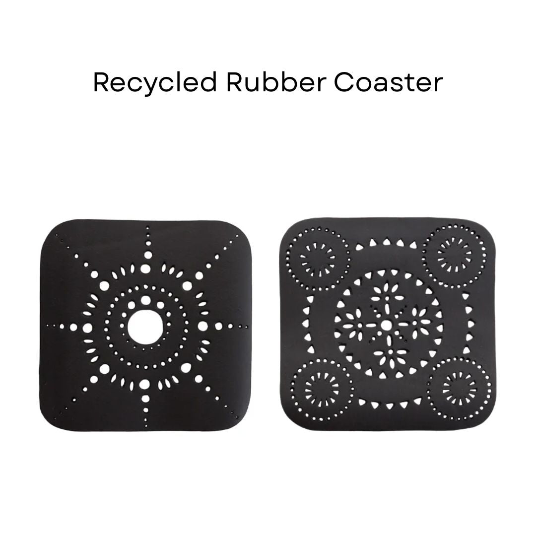 Quadratische Untersetzer aus recyceltem Gummi – Set aus 2