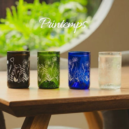 Frühling - Set mit 4 recycelten Gläsern