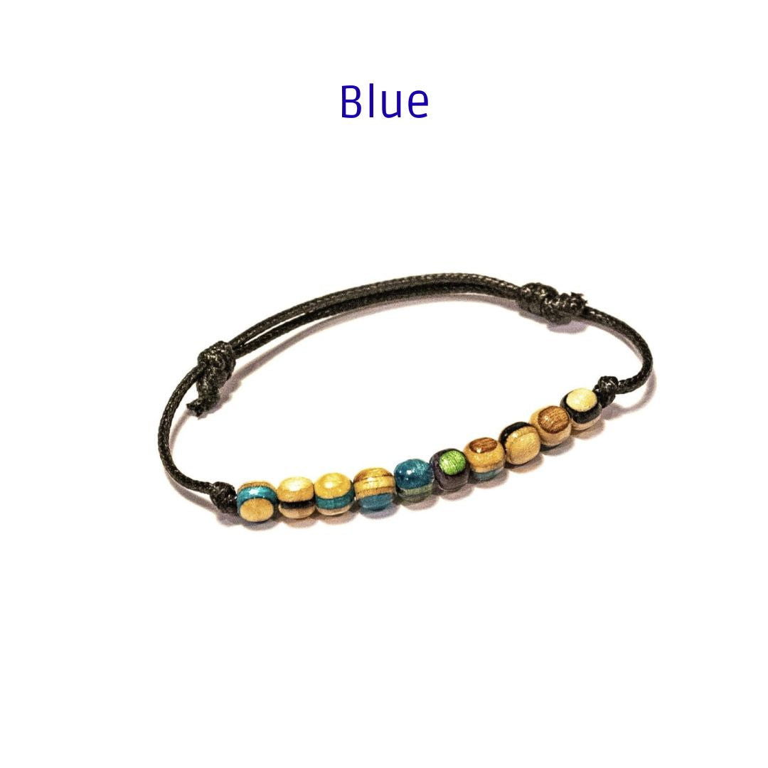 Minimal Recycled Skateboard Bracelet – Handmade Wood Bead Bracelet