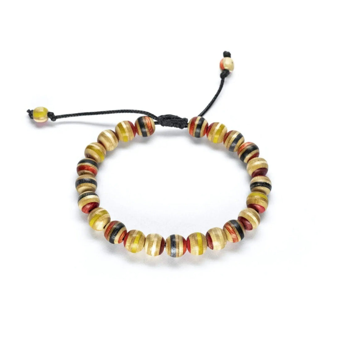 Bracelet rouge en skateboard recyclé – bracelet en perles de bois