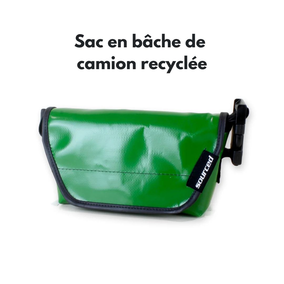 Grüne Tasche aus recycelter LKW-Plane – 3-in-1-Tasche
