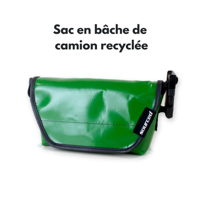 Grüne Tasche aus recycelter LKW-Plane – 3-in-1-Tasche
