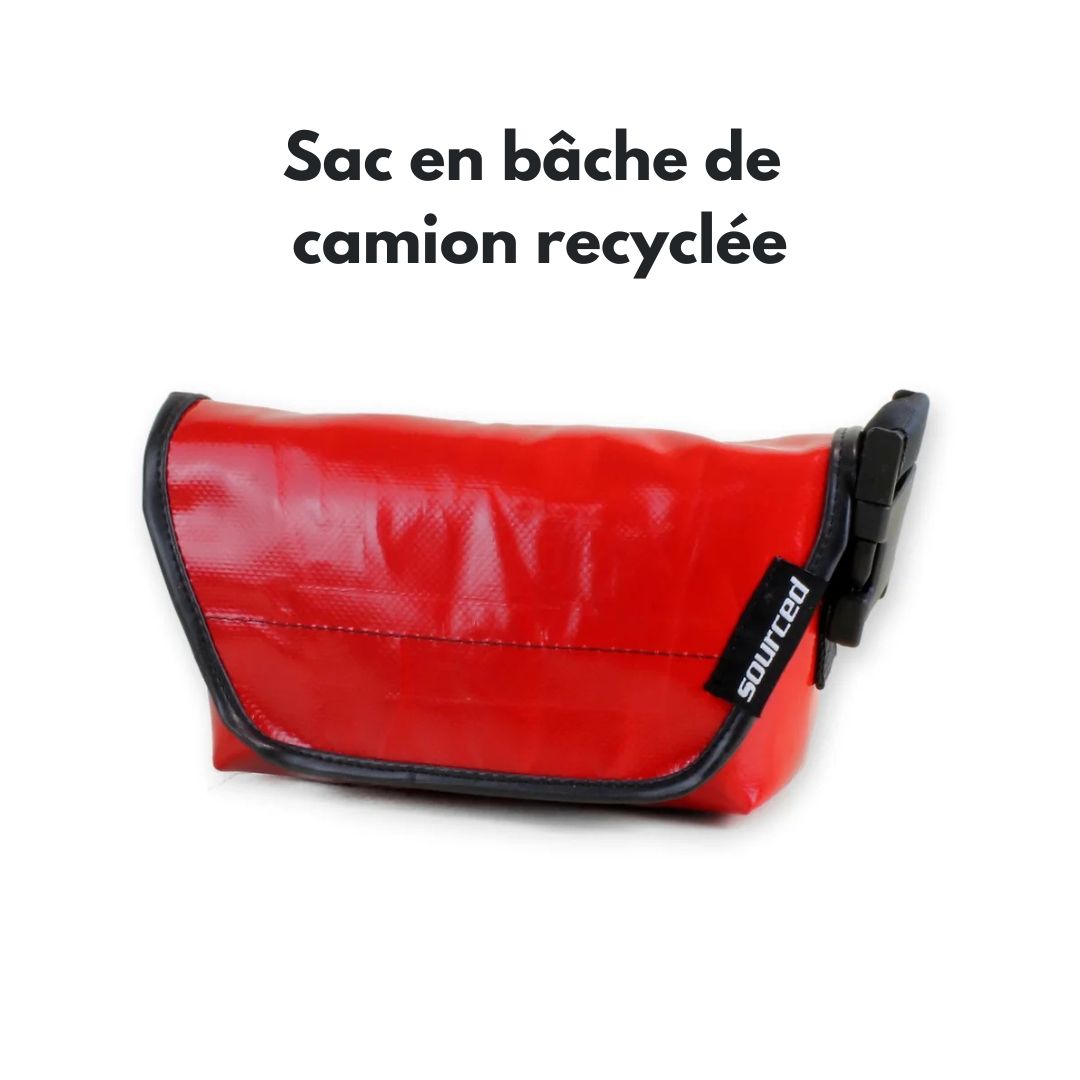 Sac rouge en bâche de camion recyclée – sac convertible 3-en-1