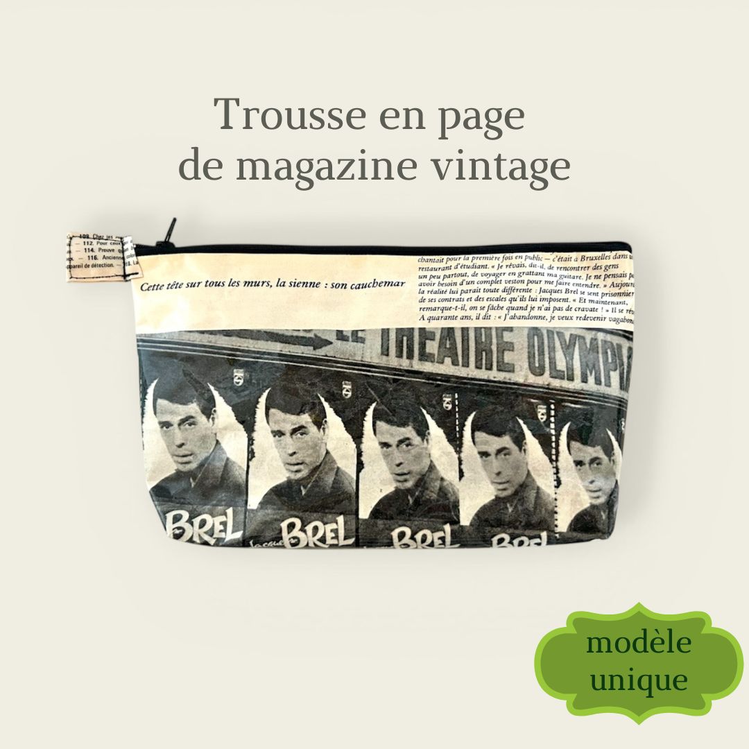 Trousse en page de magazine vintage moyenne Jacques Brel